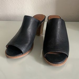 Heeled Open-Toe Black Shoes